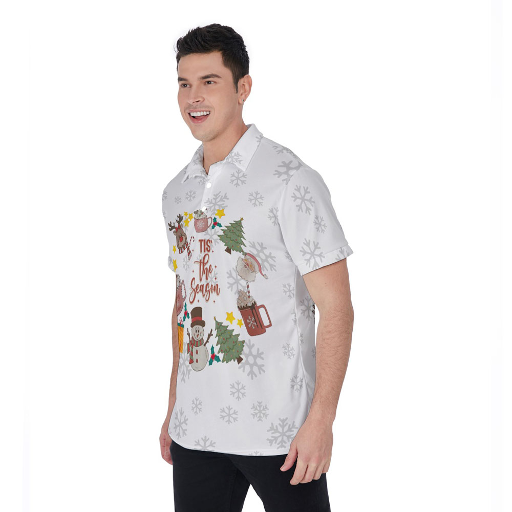 Tis The Season Christmas Hawaiian Polo Shirt For Men