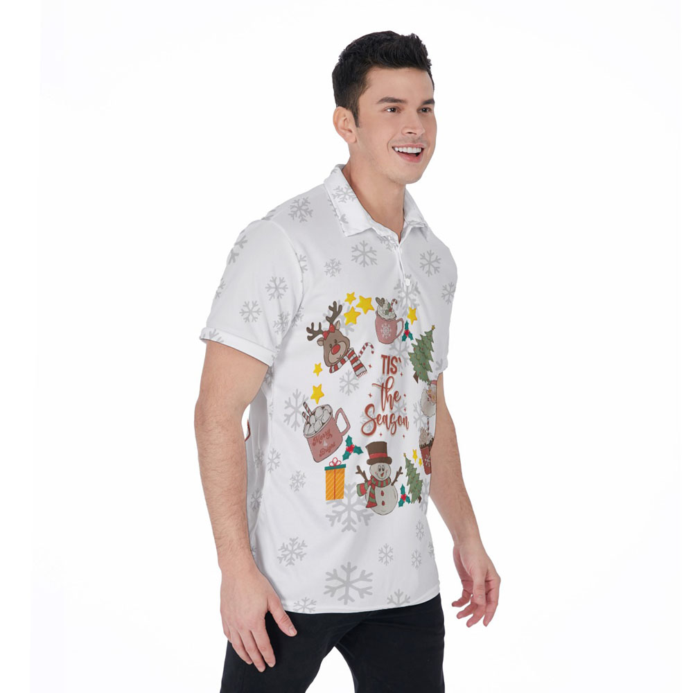 Tis The Season Christmas Hawaiian Polo Shirt For Men