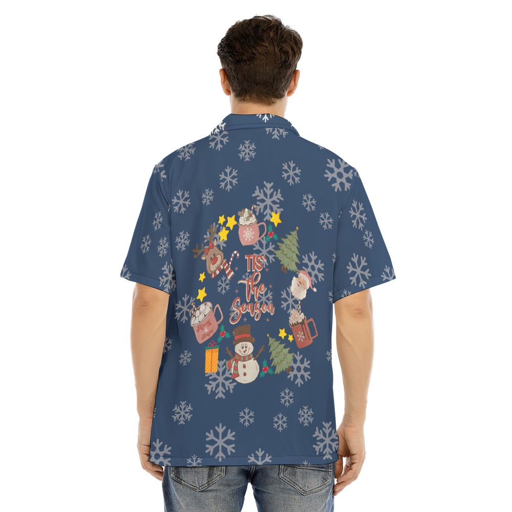 Christmas Santa Claus Tis The Season Navy Hawaiian Shirt