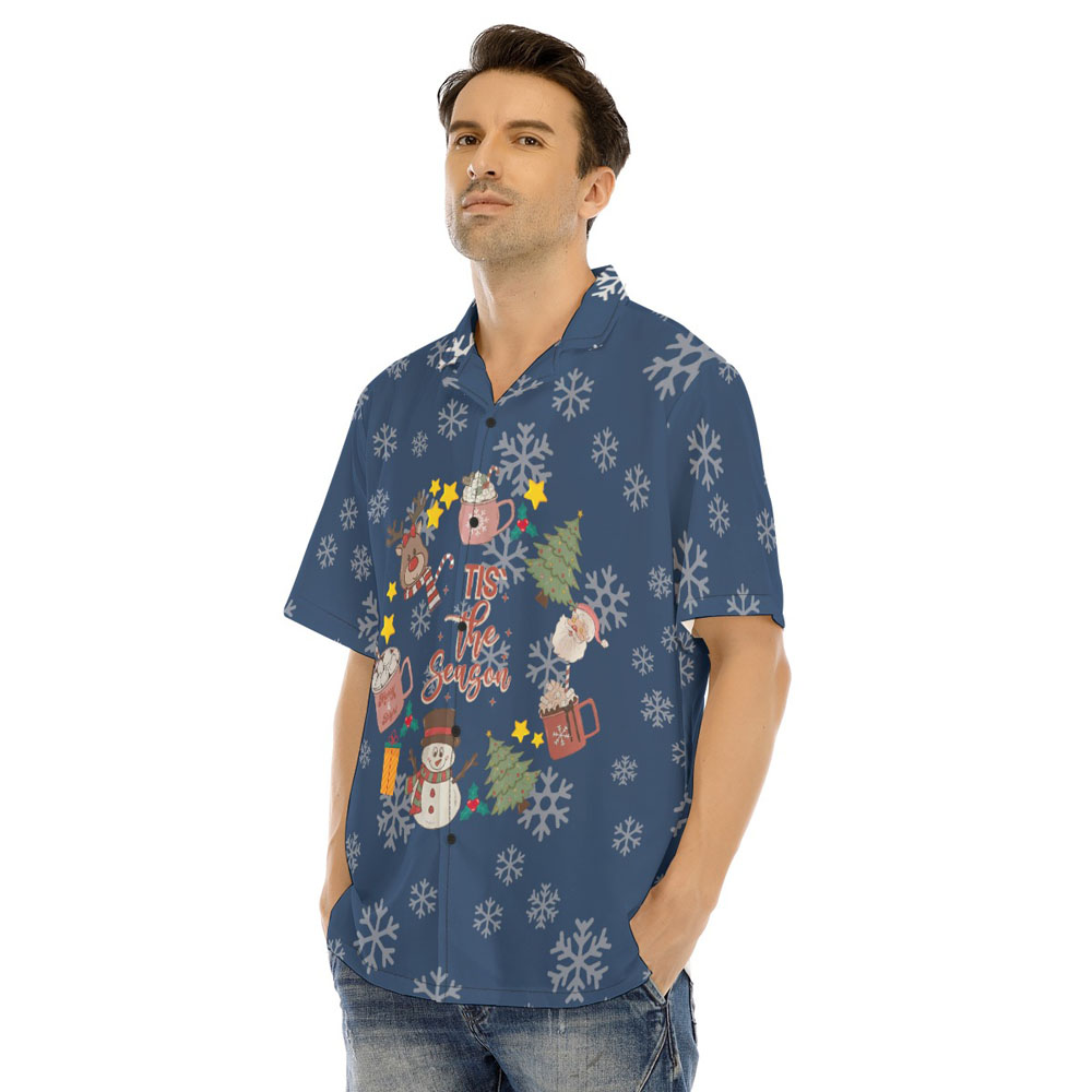 Christmas Santa Claus Tis The Season Navy Hawaiian Shirt