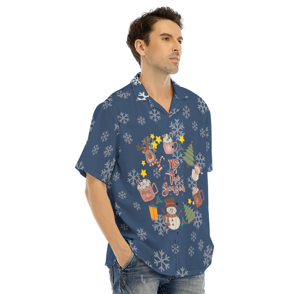 Christmas Santa Claus Tis The Season Navy Hawaiian Shirt