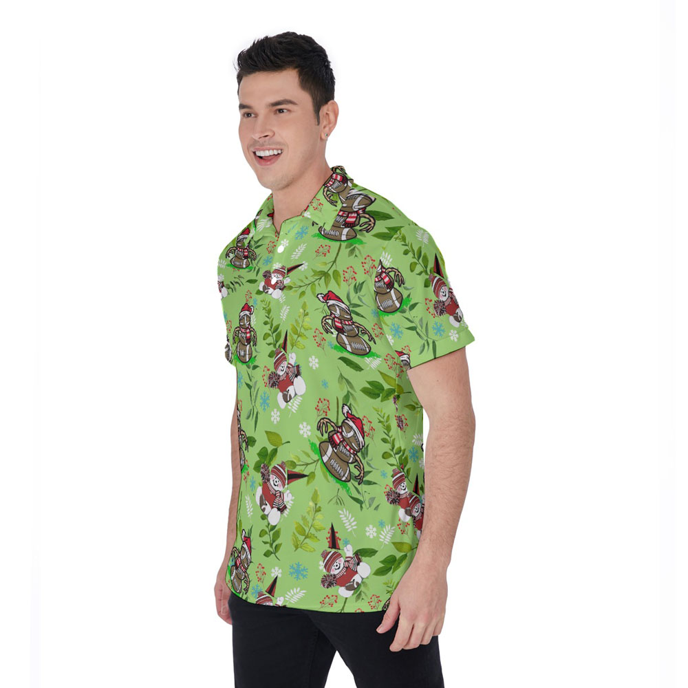 Funny Christmas Football Snowman Tropical Hawaiian Polo Shirt