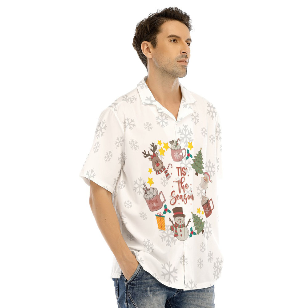 Tis The Season Christmas Hawaiian White Shirt