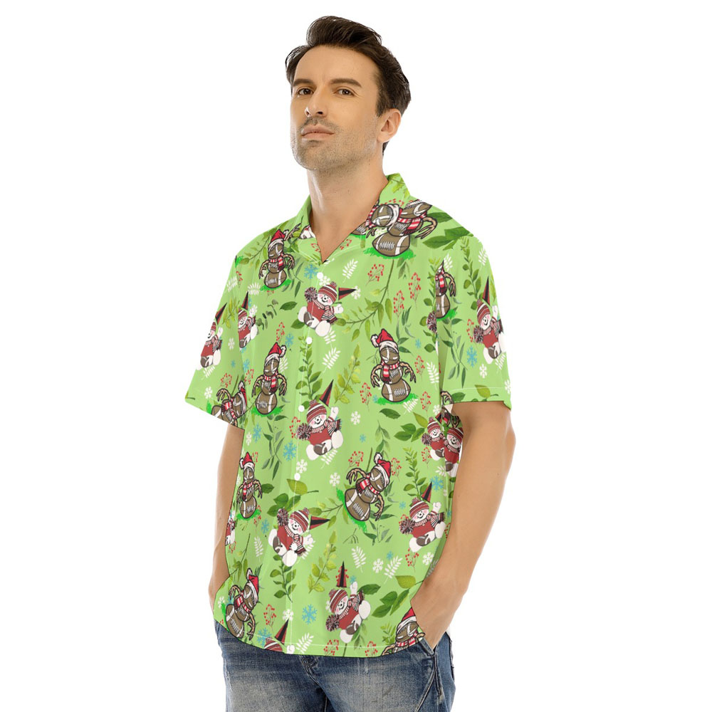 Funny Football Snowman Tropical Christmas Hawaiian Shirt
