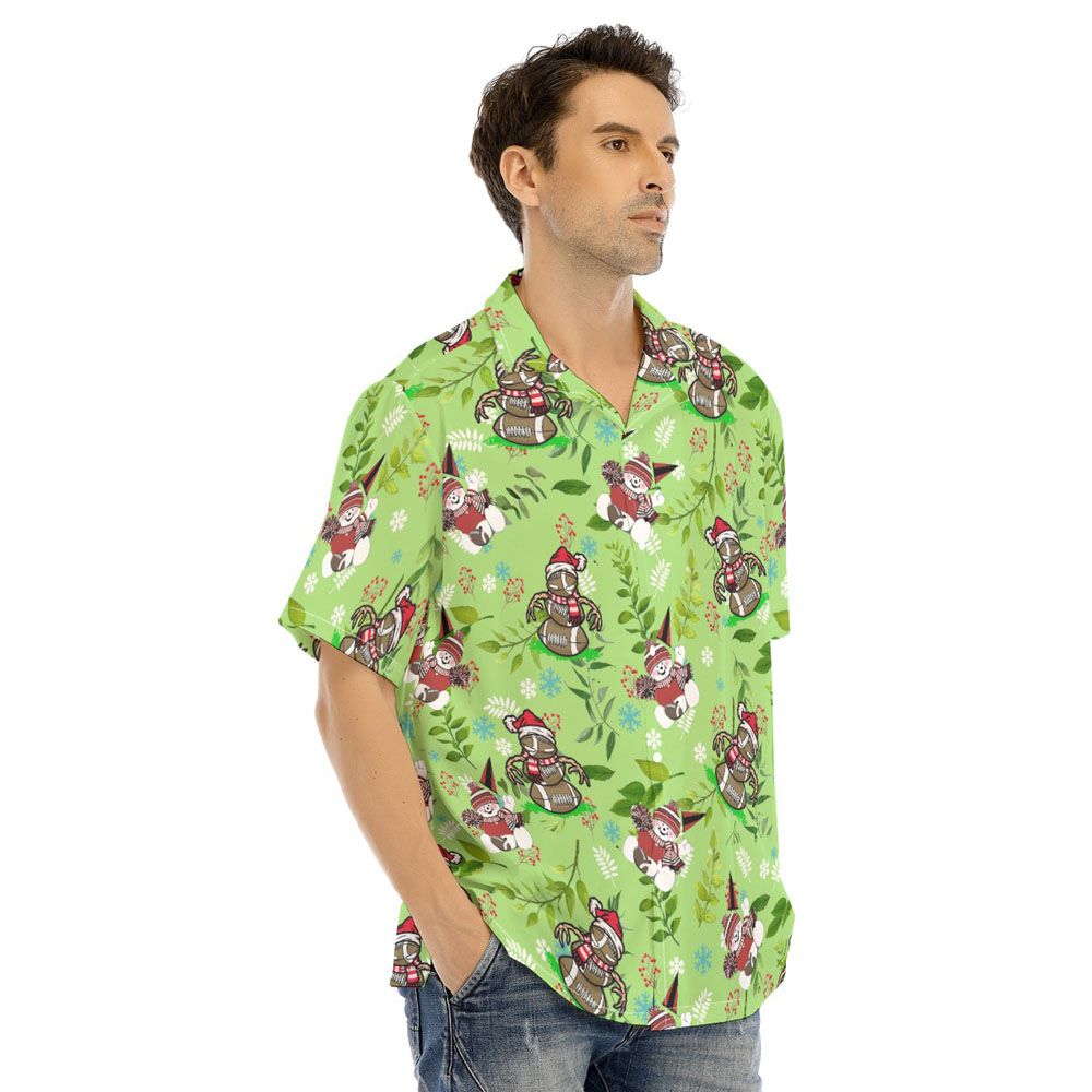 Funny Football Snowman Tropical Christmas Hawaiian Shirt