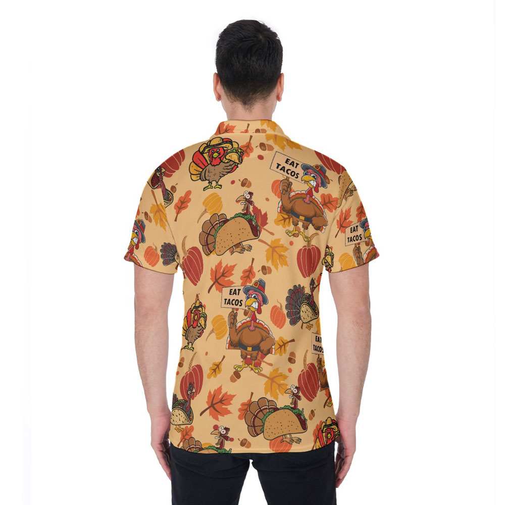 Turkey Taco Thanksgiving Hawaiian Polo Shirt For Men