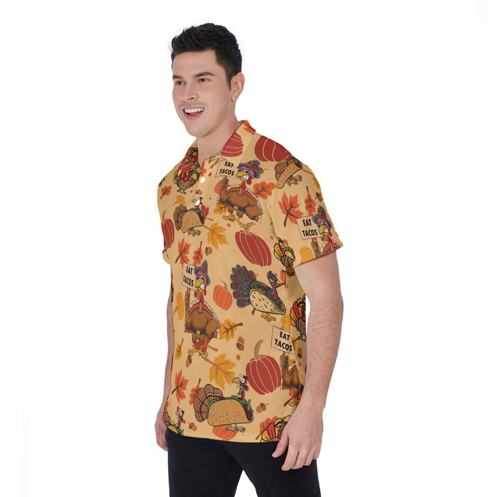 Turkey Taco Thanksgiving Hawaiian Polo Shirt For Men