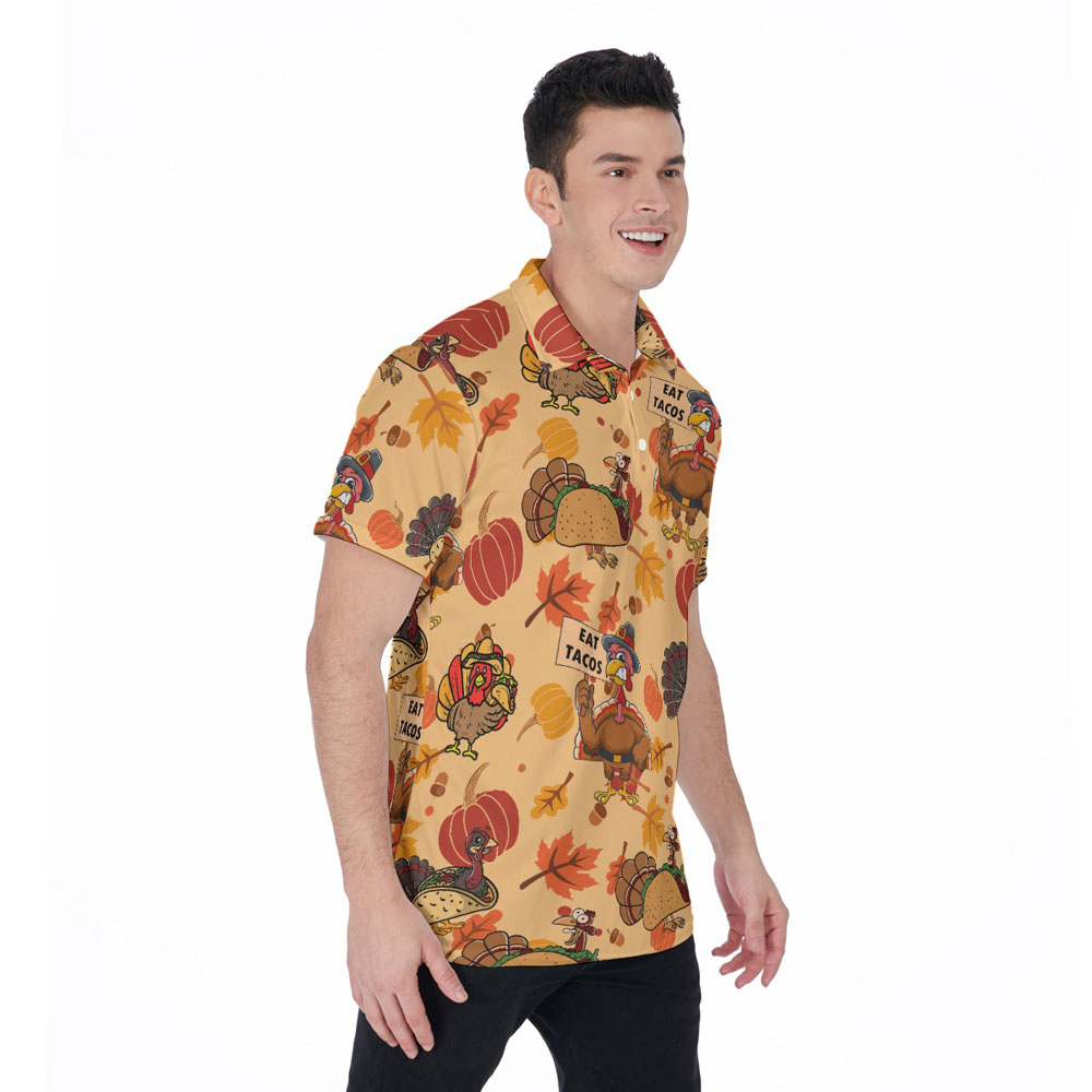 Turkey Taco Thanksgiving Hawaiian Polo Shirt For Men
