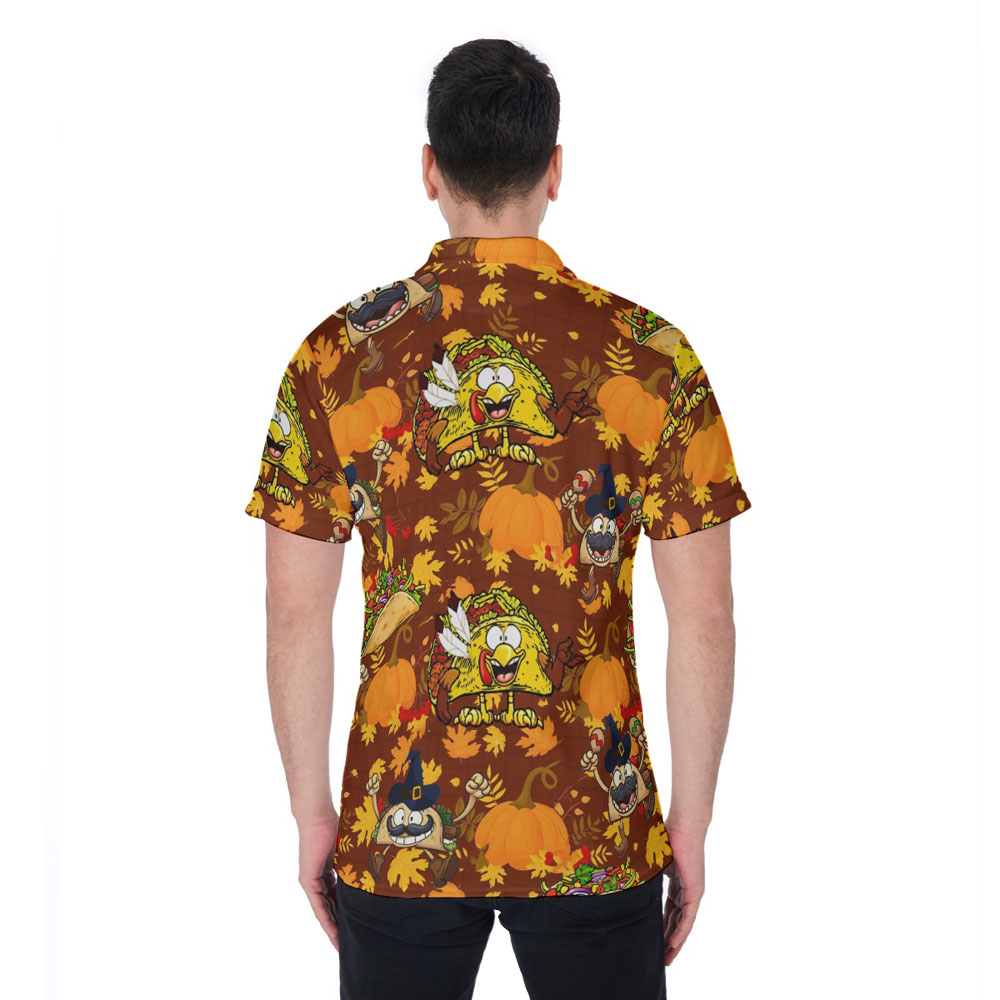 Funny Taco Thanksgiving Hawaiian Polo Shirt For Men