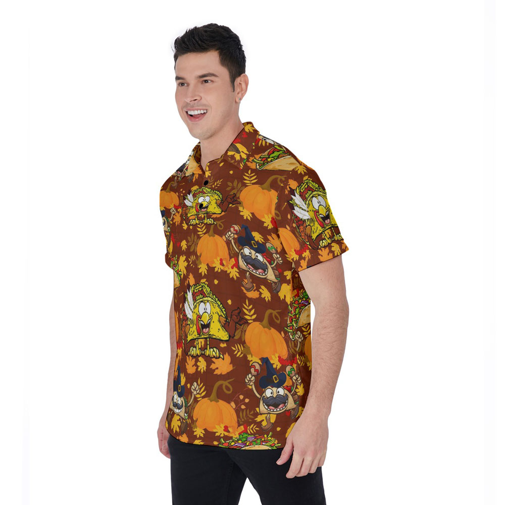 Funny Taco Thanksgiving Hawaiian Polo Shirt For Men