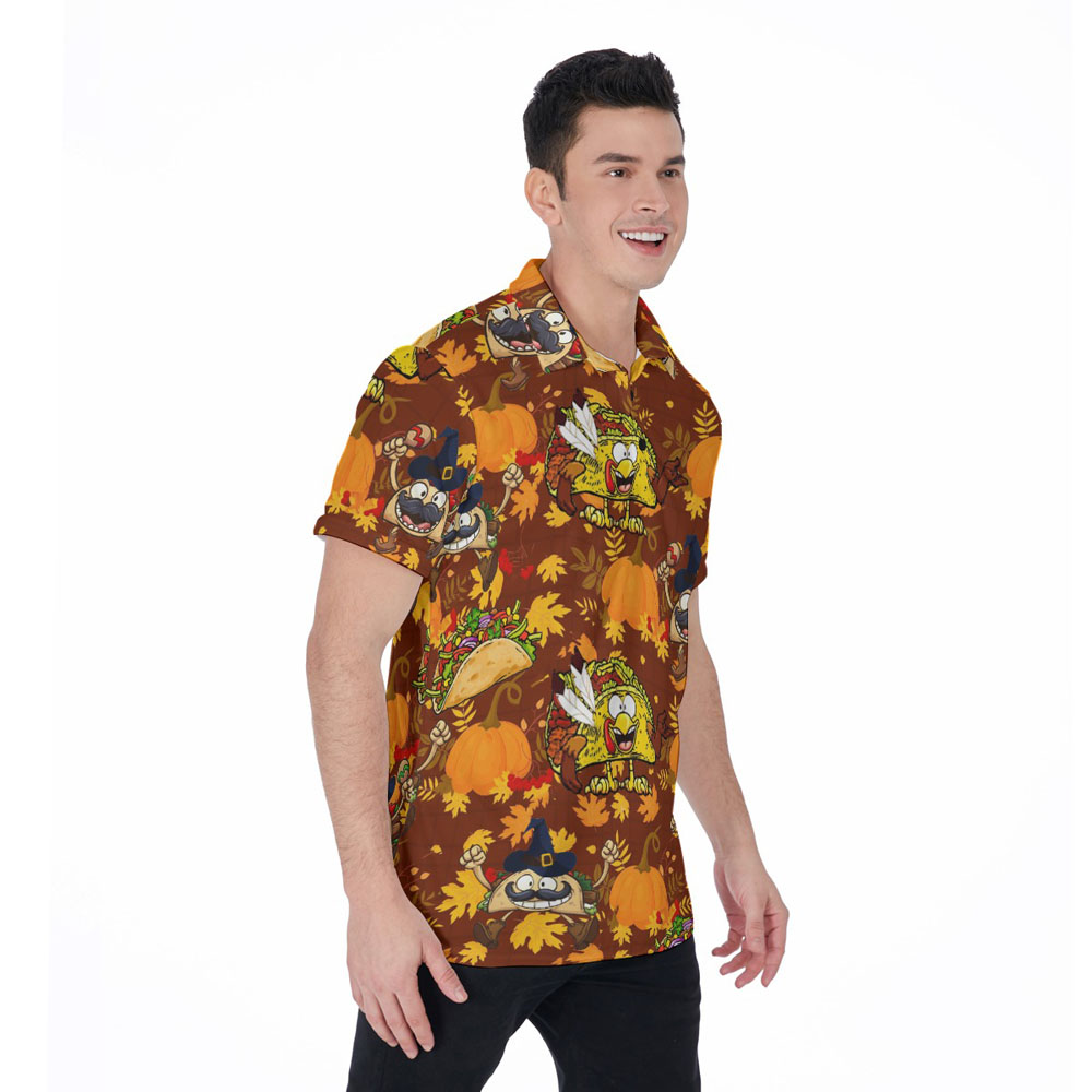 Funny Taco Thanksgiving Hawaiian Polo Shirt For Men
