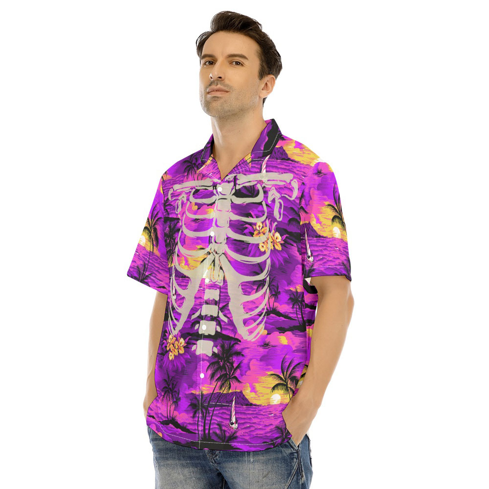 Tropical Beach Theme Skeleton Halloween Hawaiian Shirt