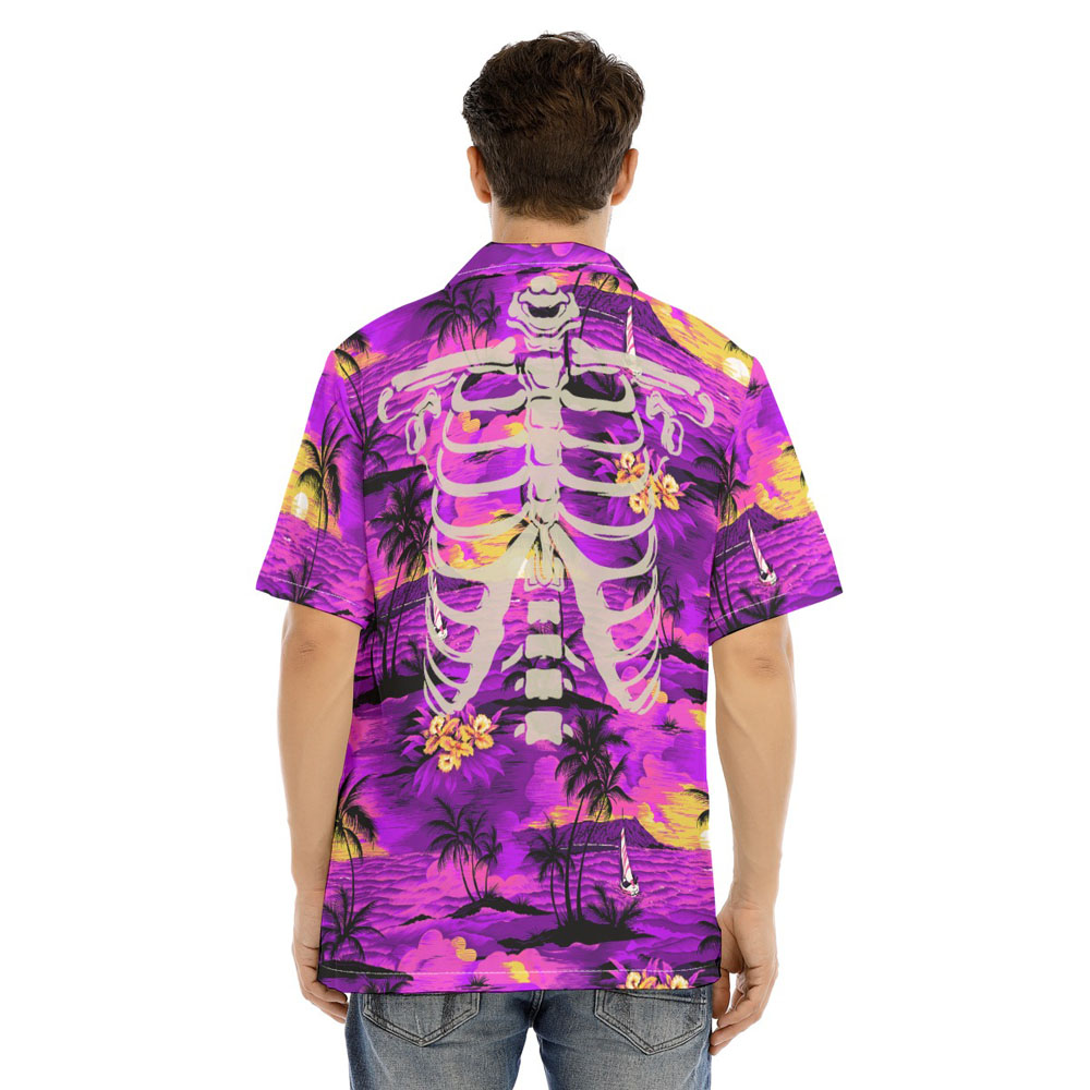Tropical Beach Theme Skeleton Halloween Hawaiian Shirt