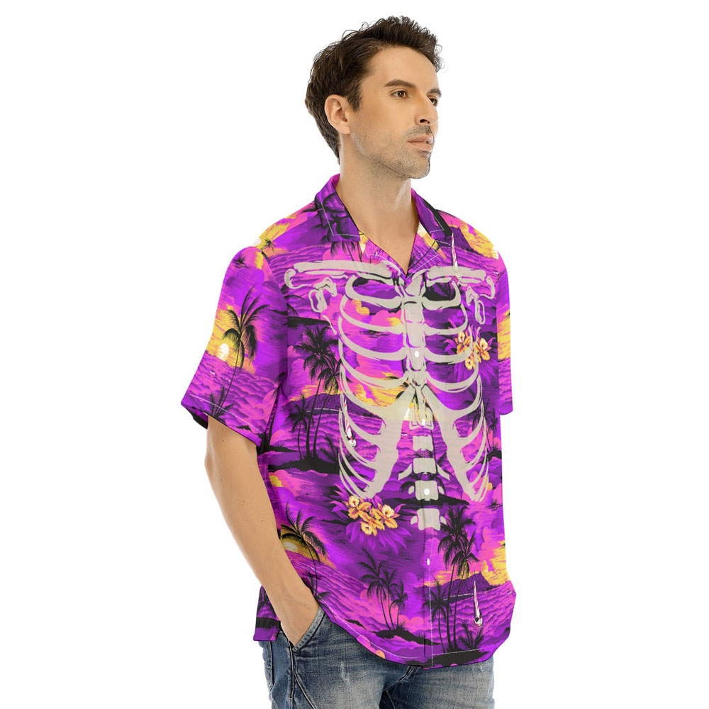 Tropical Beach Theme Skeleton Halloween Hawaiian Shirt