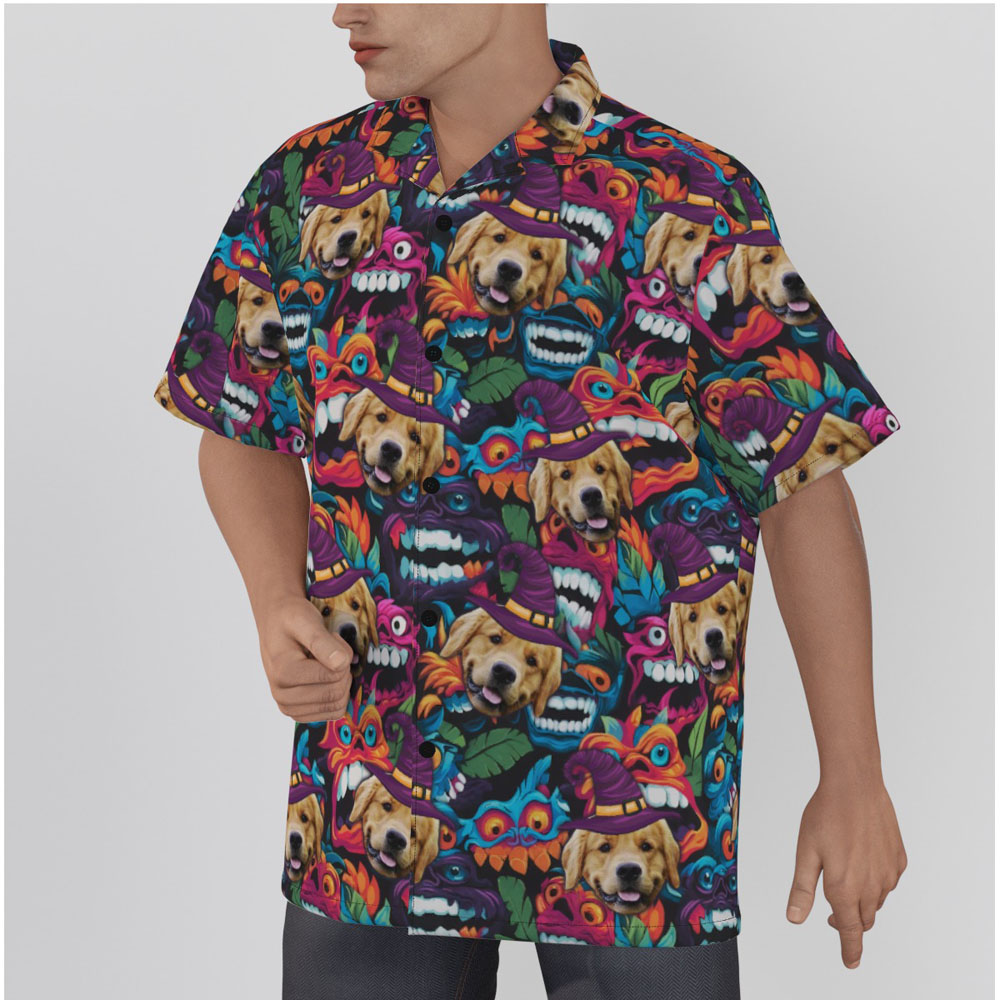 Custom Dog Face Halloween Monster Hawaiian Shirt
