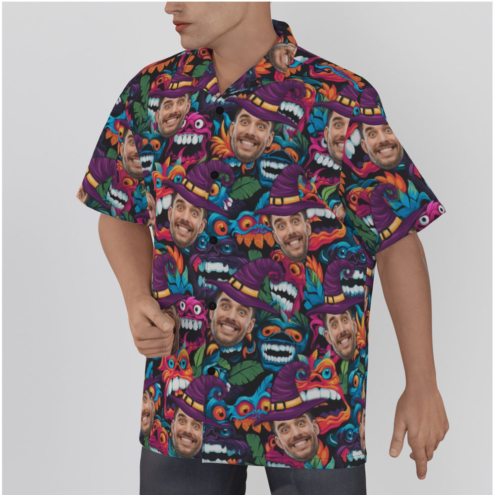 Funny Custom Face Halloween Monster Hawaiian Shirt