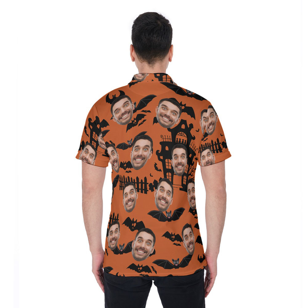 Horror Halloween Hawaiian Polo Shirt With Custom Face