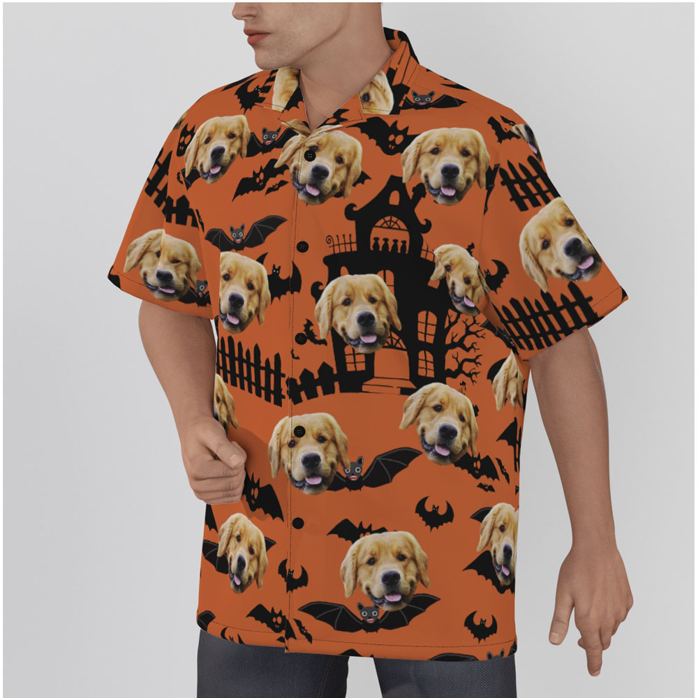 Funny Custom Dog Face Horror Halloween Hawaiian Shirt