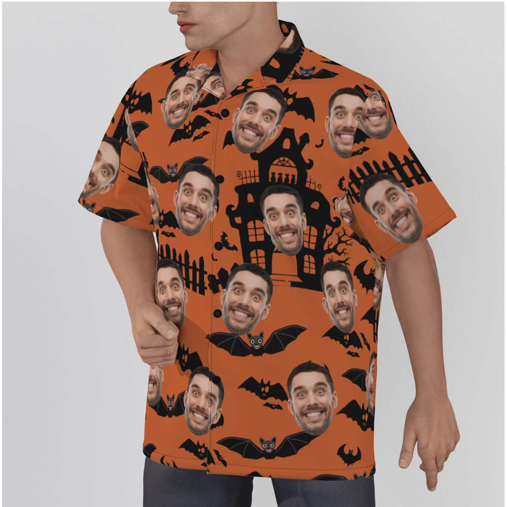 Custom Face Horror Halloween Hawaiian Shirt For Men