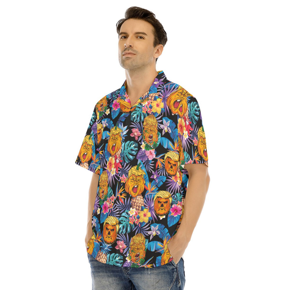 Funny Trumpkin Floral Halloween Hawaiian Shirt