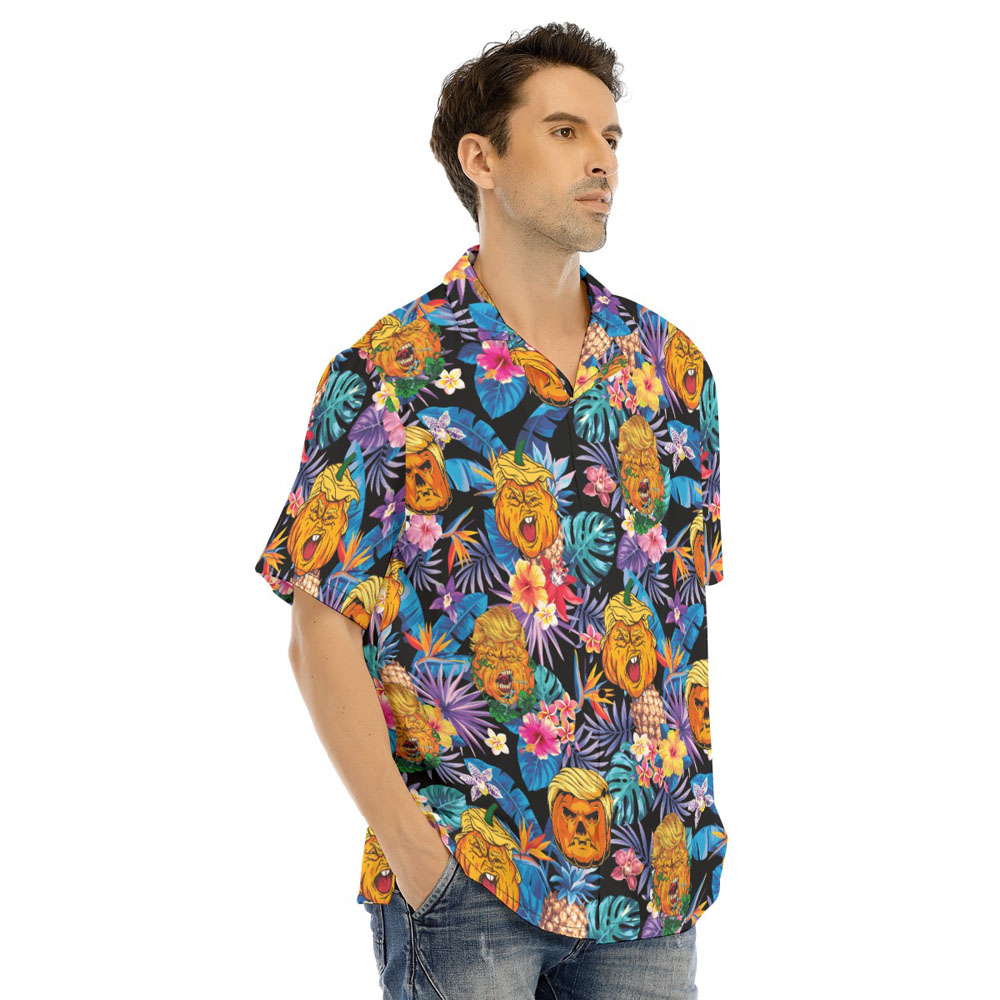 Funny Trumpkin Floral Halloween Hawaiian Shirt