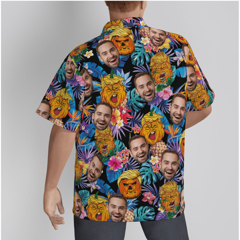 Funny Trumpkin Custom Face Halloween Hawaiian Shirt