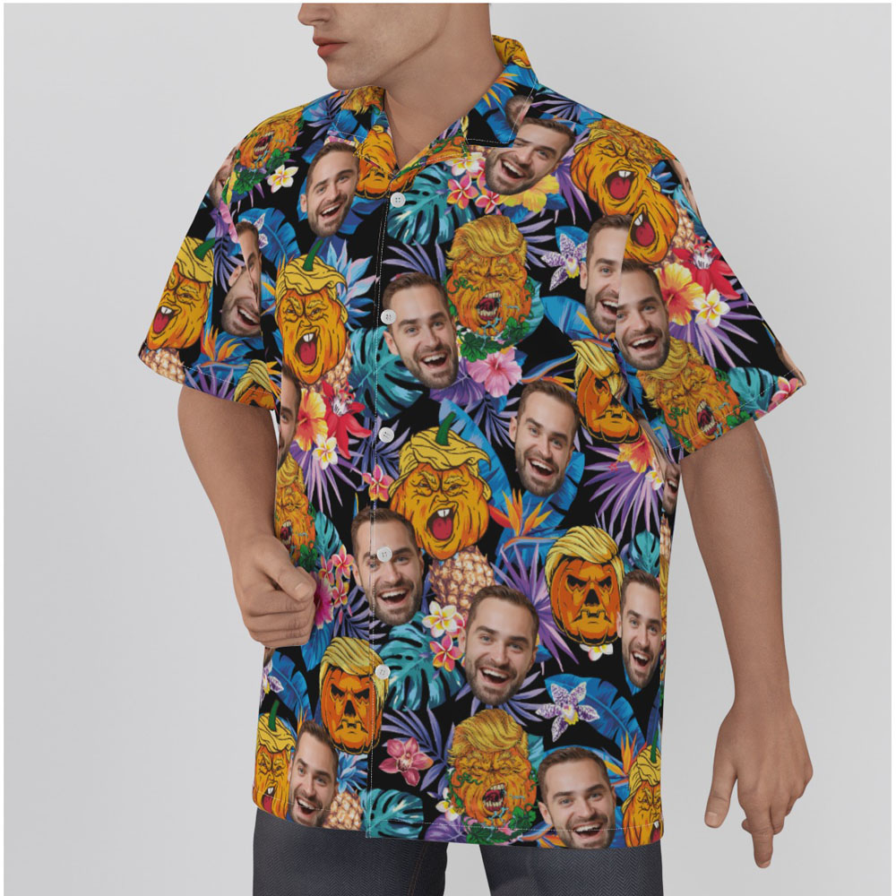 Funny Trumpkin Custom Face Halloween Hawaiian Shirt
