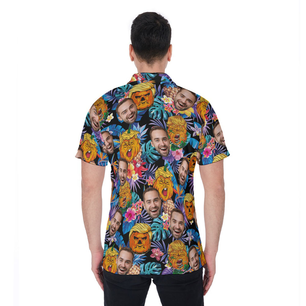 Halloween Trumpkin Custom Face Hawaiian Polo Shirt