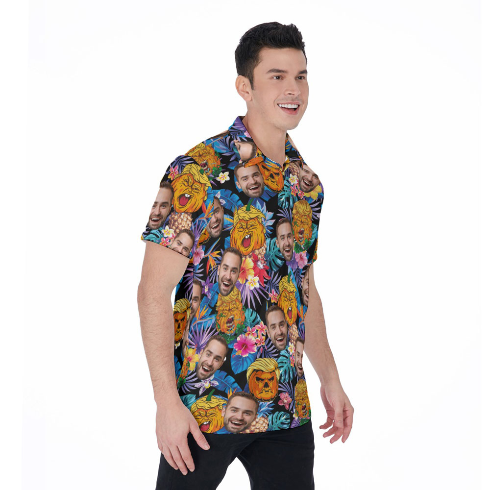 Halloween Trumpkin Custom Face Hawaiian Polo Shirt