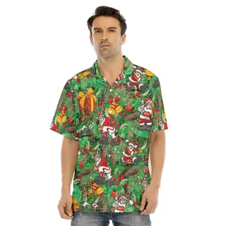 Christmas Santa Playing Baseball Tropical Hawaiian Shirt