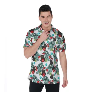 Cute Cat Christmas Hawaiian Polo Golf Shirt For Men
