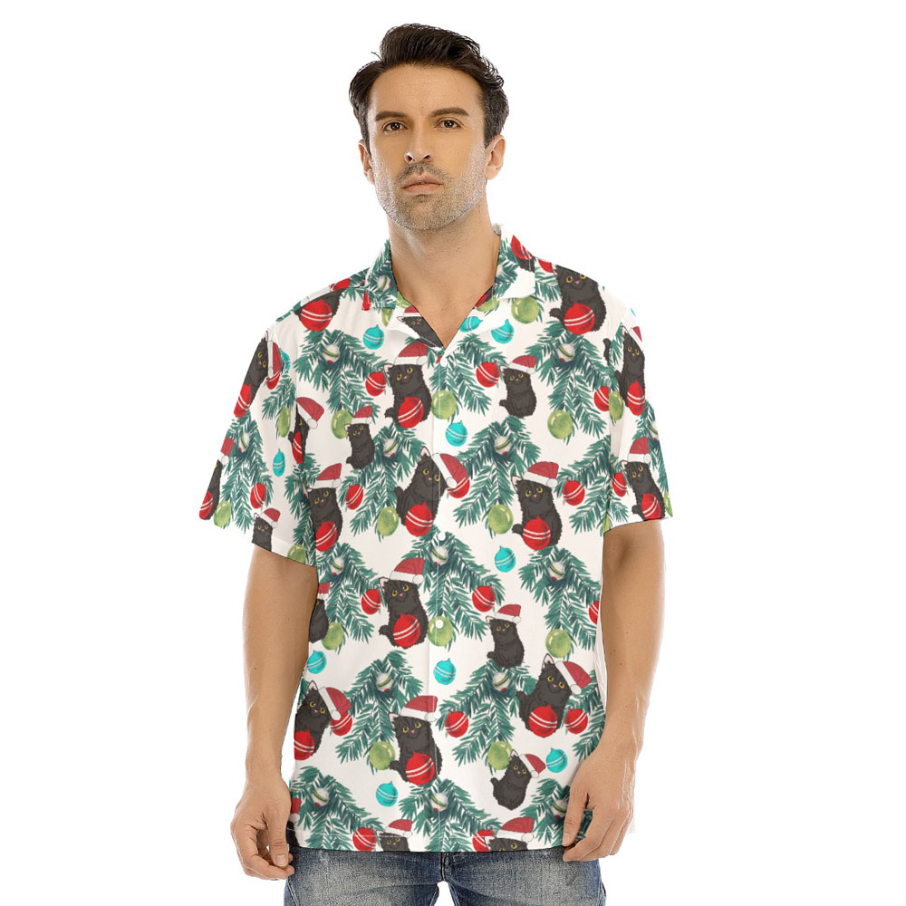 Cute Black Cat Christmas Balls Hawaiian Shirt - variant image 1