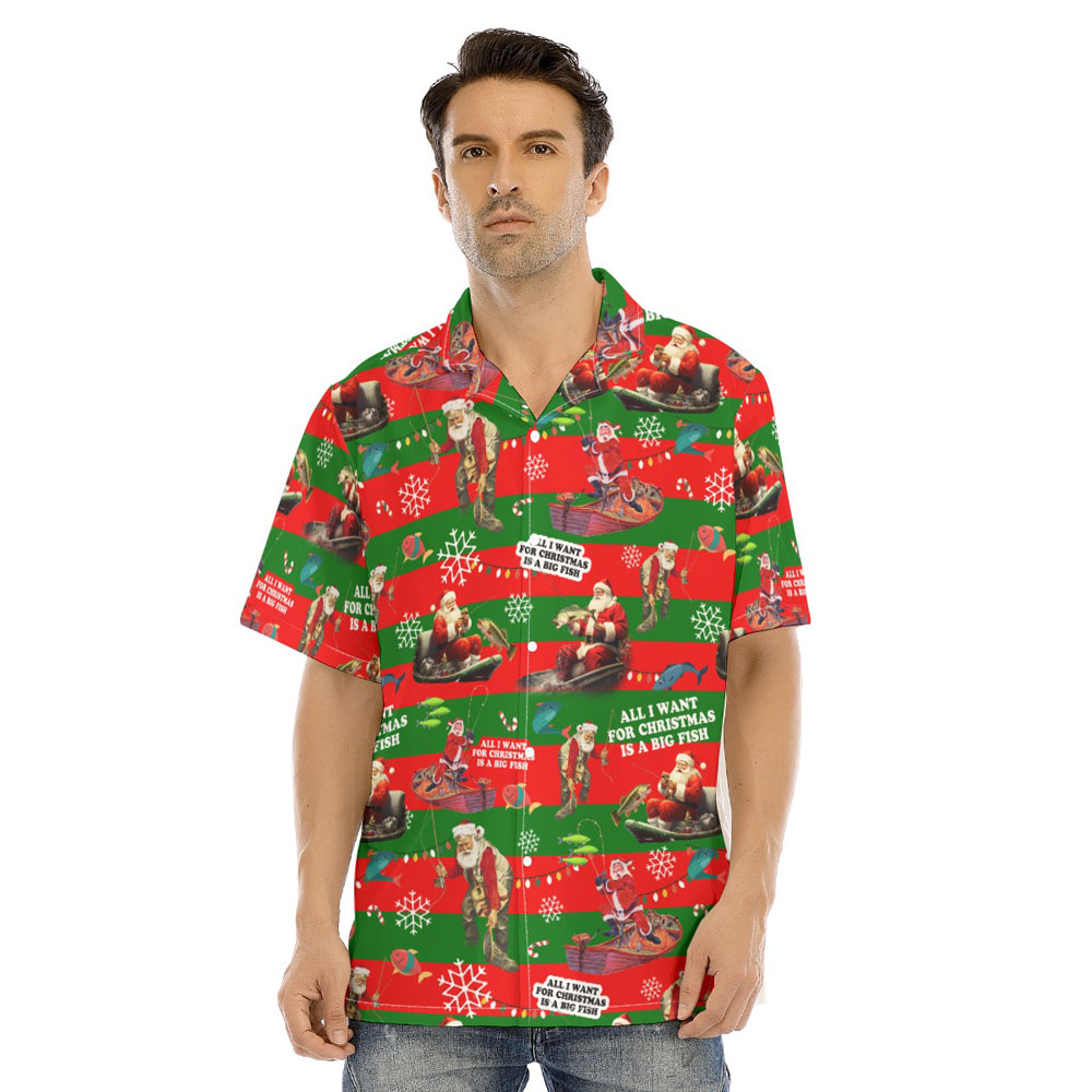 Funny Santa Claus Fishing Christmas Hawaiian Shirt - variant image 1