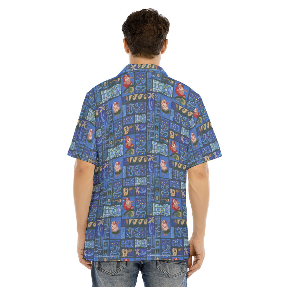 Mele Kalikimaka Santa Claus Navy Holiday Hawaiian Shirt