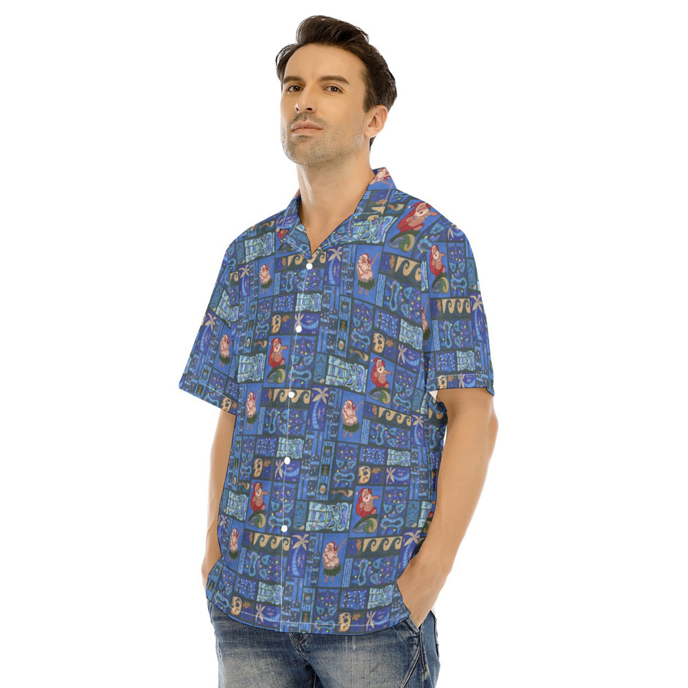 Mele Kalikimaka Santa Claus Navy Holiday Hawaiian Shirt
