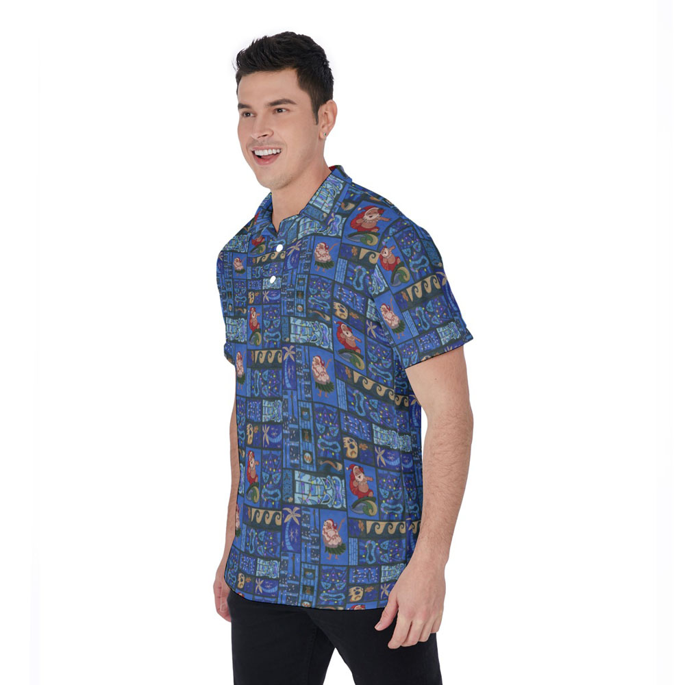Funny Christmas Santa Hula Vintage Navy Hawaiian Polo Shirt