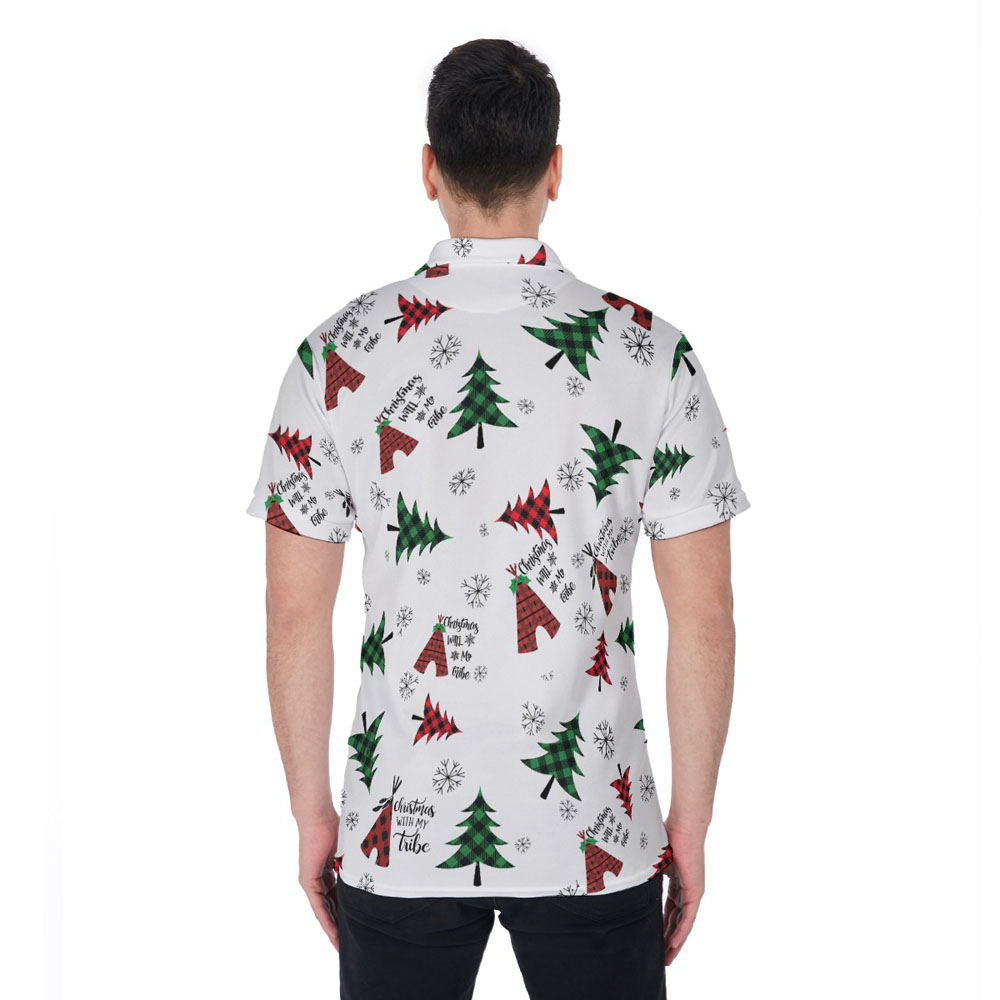 Christmas With My Tribe Hawaiian Polo Shirt For Men
