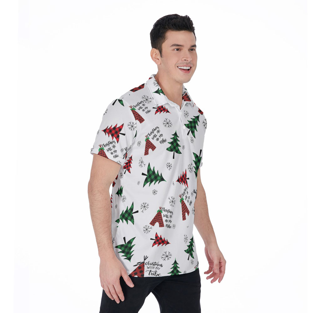 Christmas With My Tribe Hawaiian Polo Shirt For Men