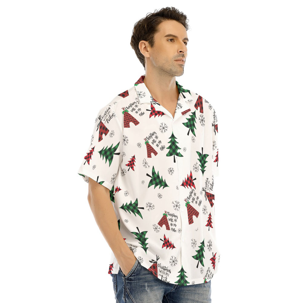 Christmas With My Tribe Buffalo Plaid Hawaiian Shirt