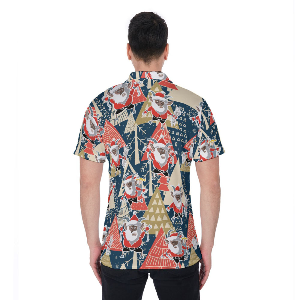 Classic Krampus Christmas Hawaiian Polo Golf Shirt For Men