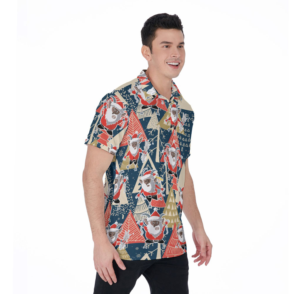 Classic Krampus Christmas Hawaiian Polo Golf Shirt For Men