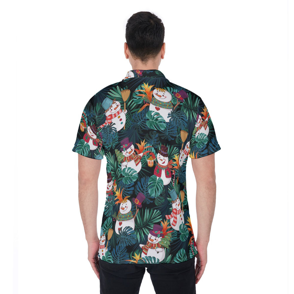 Christmas Snowman Tropical Hawaiian Polo Shirt