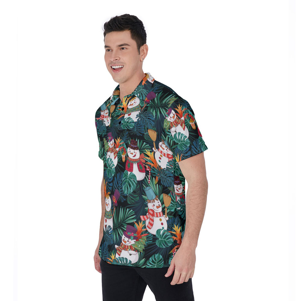 Christmas Snowman Tropical Hawaiian Polo Shirt