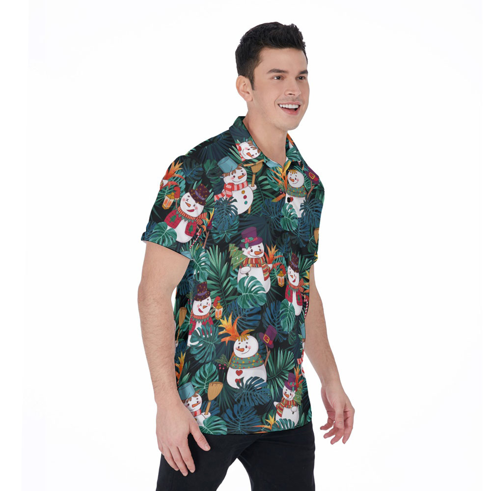 Christmas Snowman Tropical Hawaiian Polo Shirt