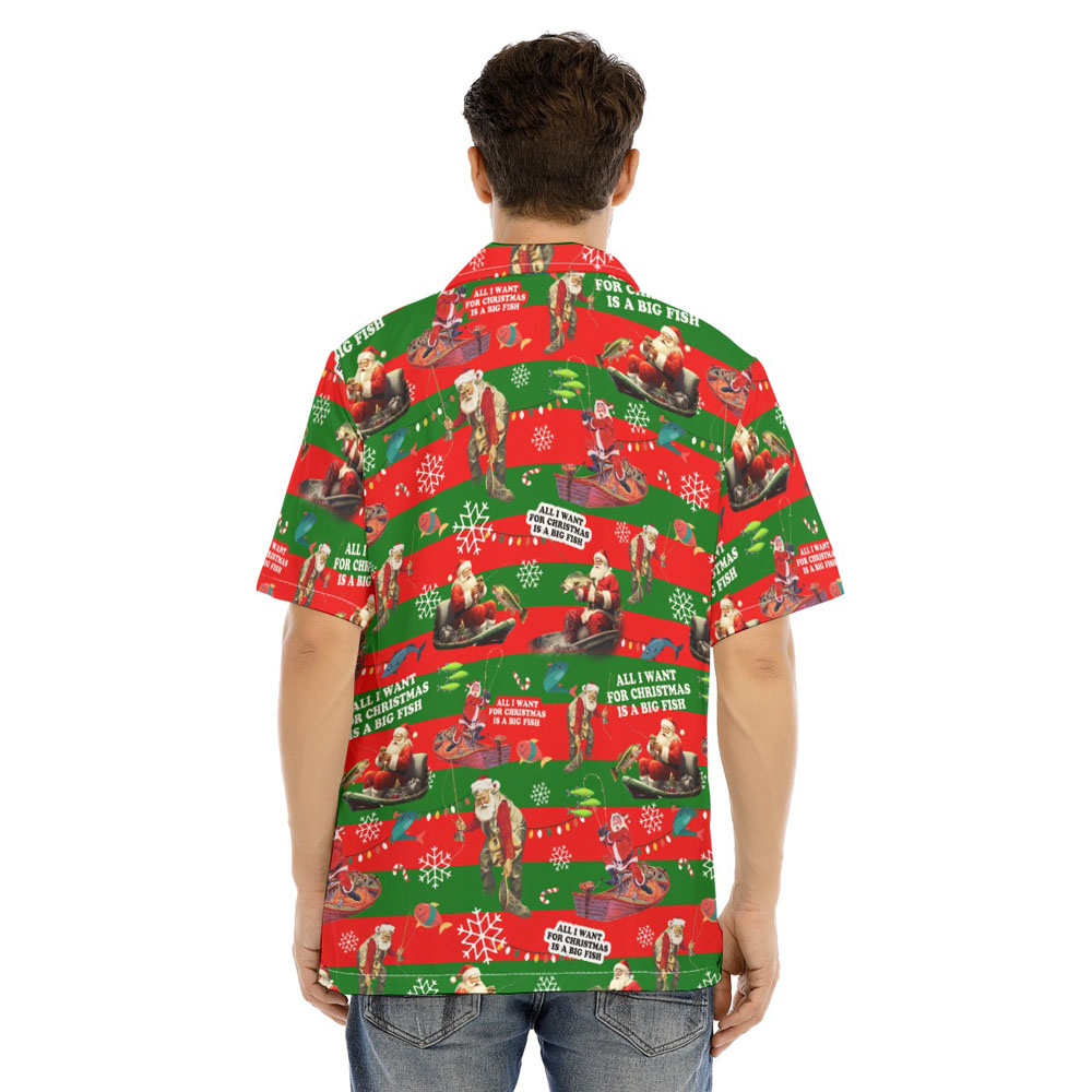 Funny Santa Claus Fishing Christmas Hawaiian Shirt