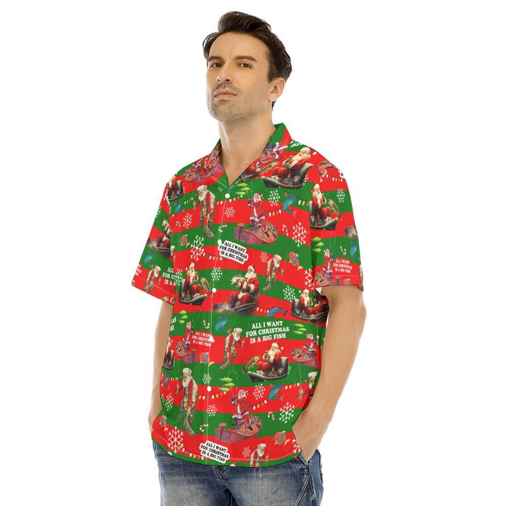 Funny Santa Claus Fishing Christmas Hawaiian Shirt
