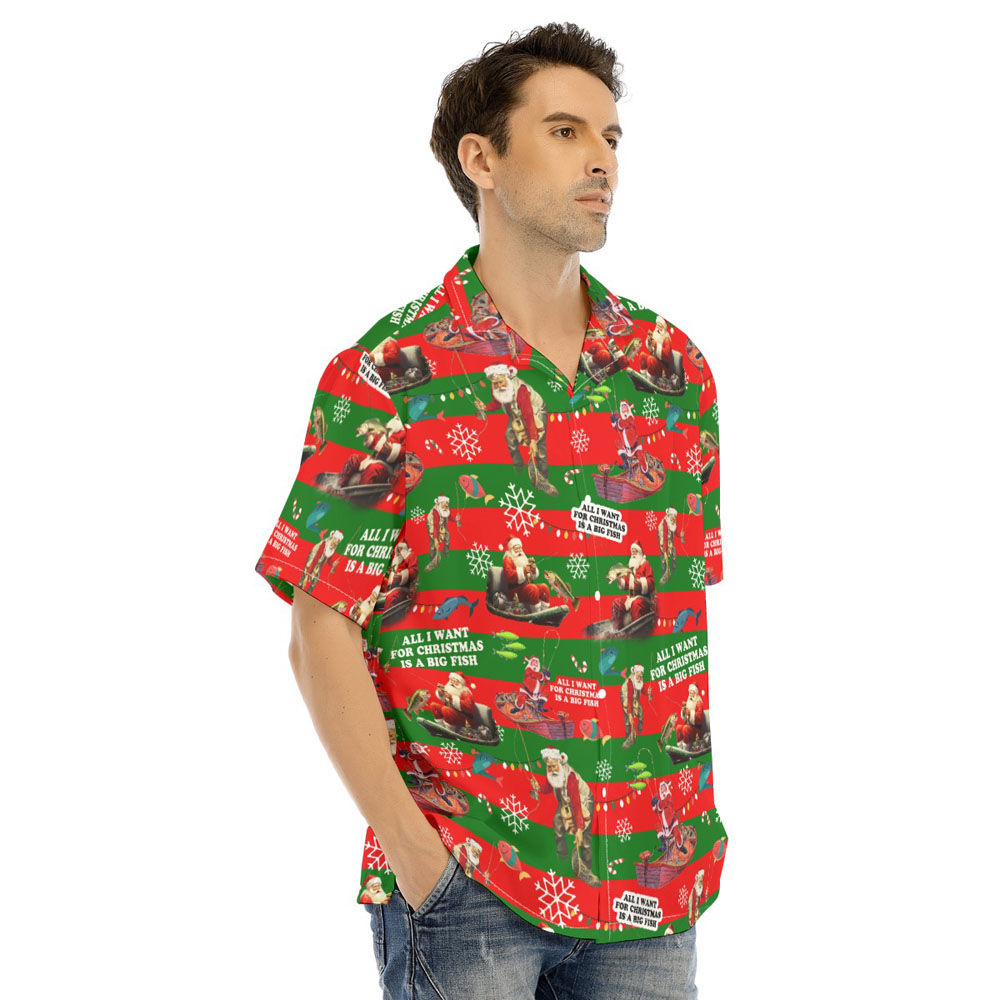 Funny Santa Claus Fishing Christmas Hawaiian Shirt