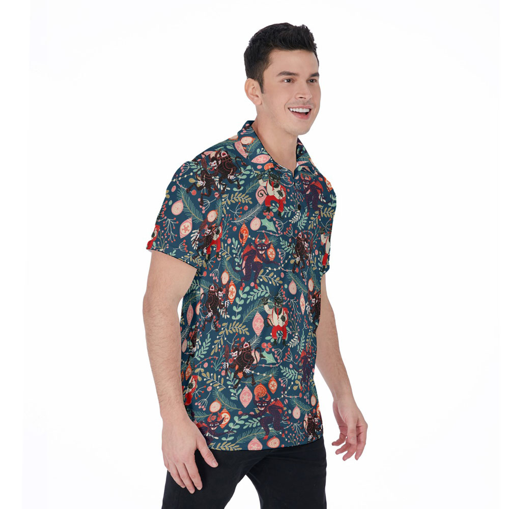 Christmas Krampus Hawaiian Polo Men's Shirt