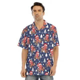 Christmas Octopus Navy Hawaiian Shirt