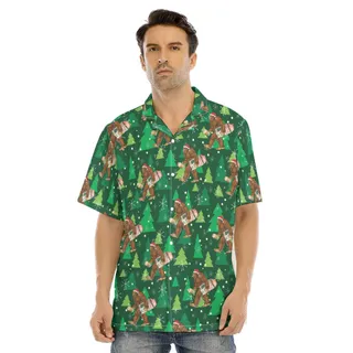 Funny Bigfoot Carrying Eggnog Christmas Hawaiian Shirt